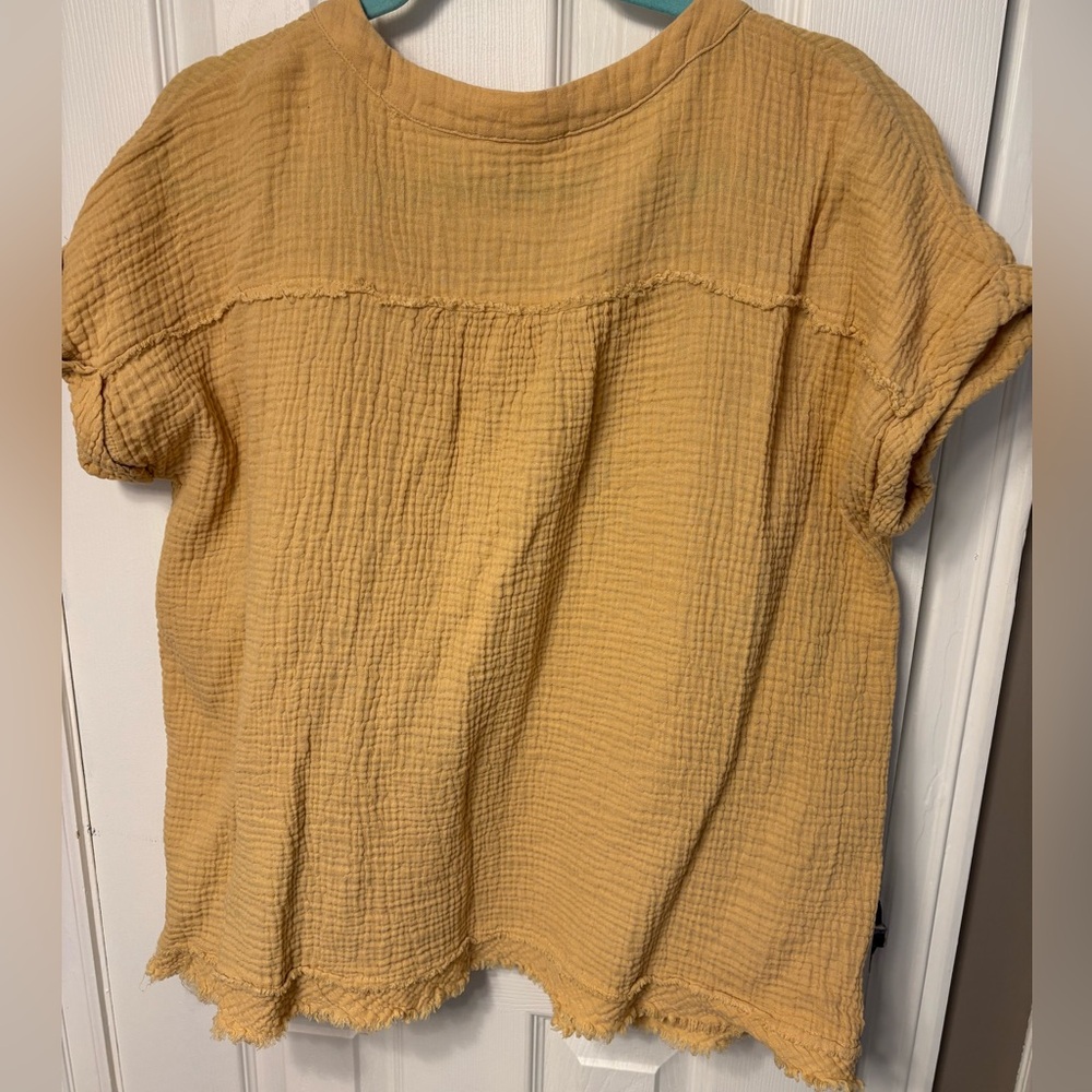 Entro Mustard Yellow Textured Tunic Blouse with Pockets - Picture 7 of 7